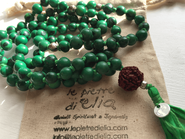 Acai Verde Argento e Seta 108 mala 10 mm