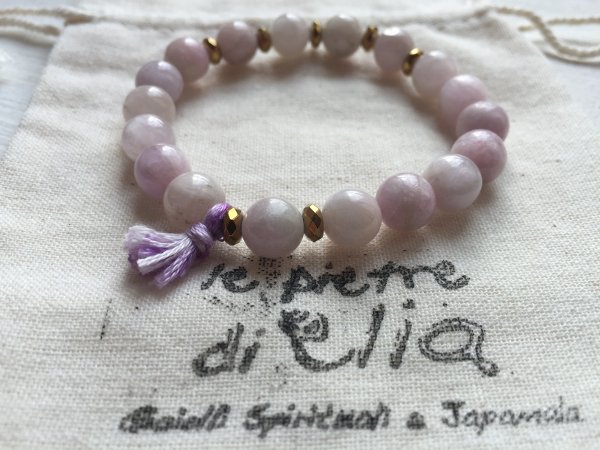 japamala da polsoKunzite e Quarzo Rosa AAA con mantra